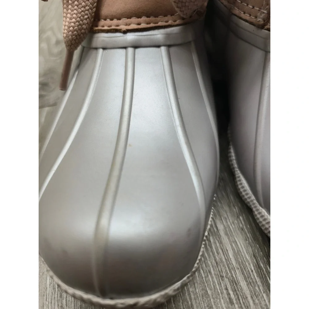 Sperry Saltwater Pearlized Duck Boots Rose Dust Leather Rubber‎ Womens 5.5